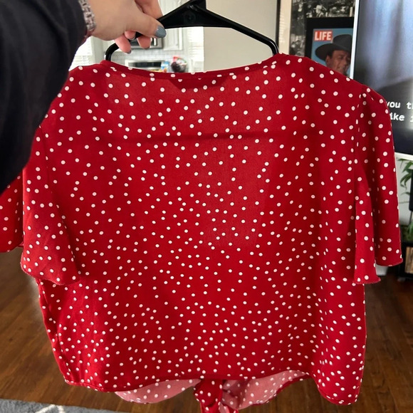 Polka Dot Tie Wrap Top - Picture 2 of 6